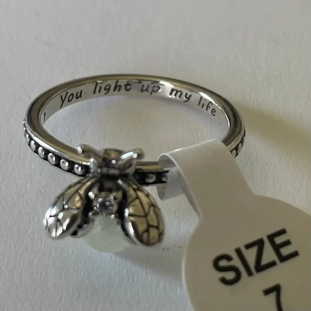 Glow In The Dark You Light Up My Life Stainless Steel Firefly Ring ~ Size 7
